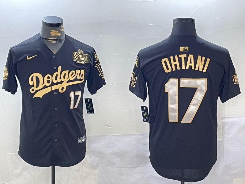 Men Los Angeles Dodgers 17 Ohtani Black Gold Game 2024 Nike MLB Jersey style 1202